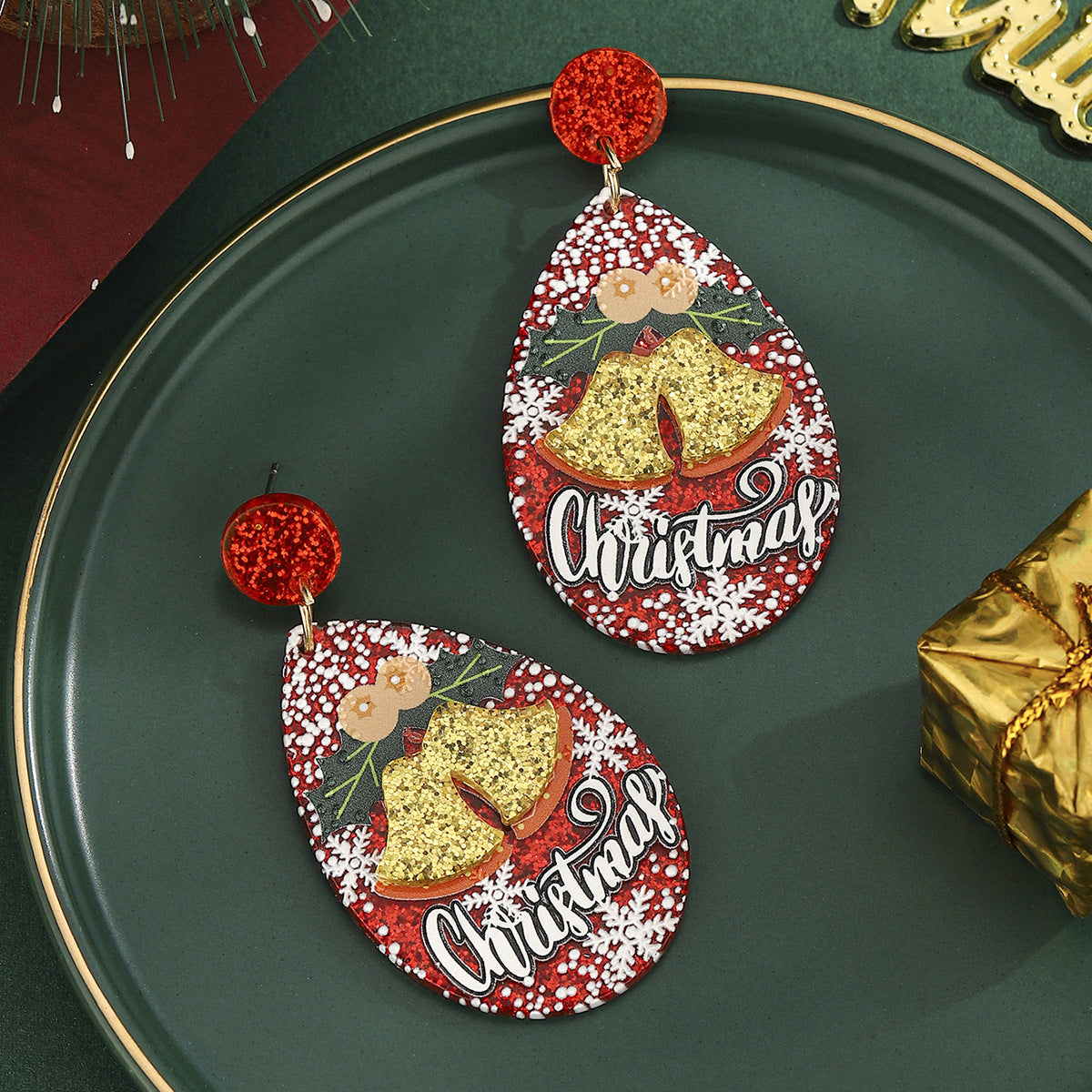 Wholesale Christmas Snowflake Bell Earrings