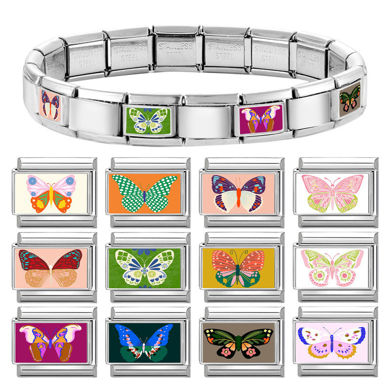 Wholesale Stainless Steel Electroplated Butterfly Modular Bracelet,  Trendy DIY Fashion Accessory for Everyday Wear