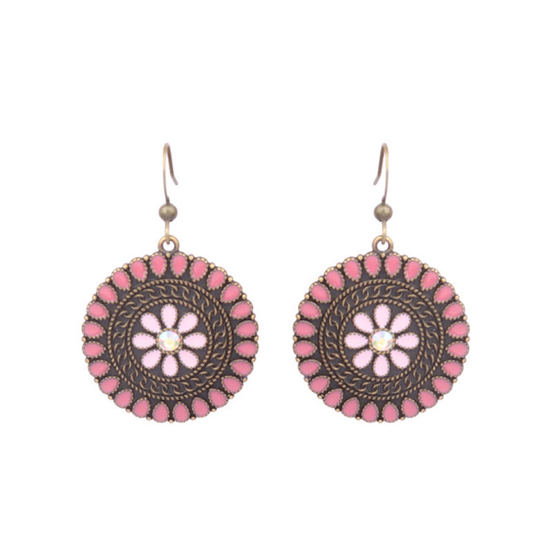 Wholesale Alloy Clear Drip Oil Geometric Bohemian Earrings for Women Fashion Accessory