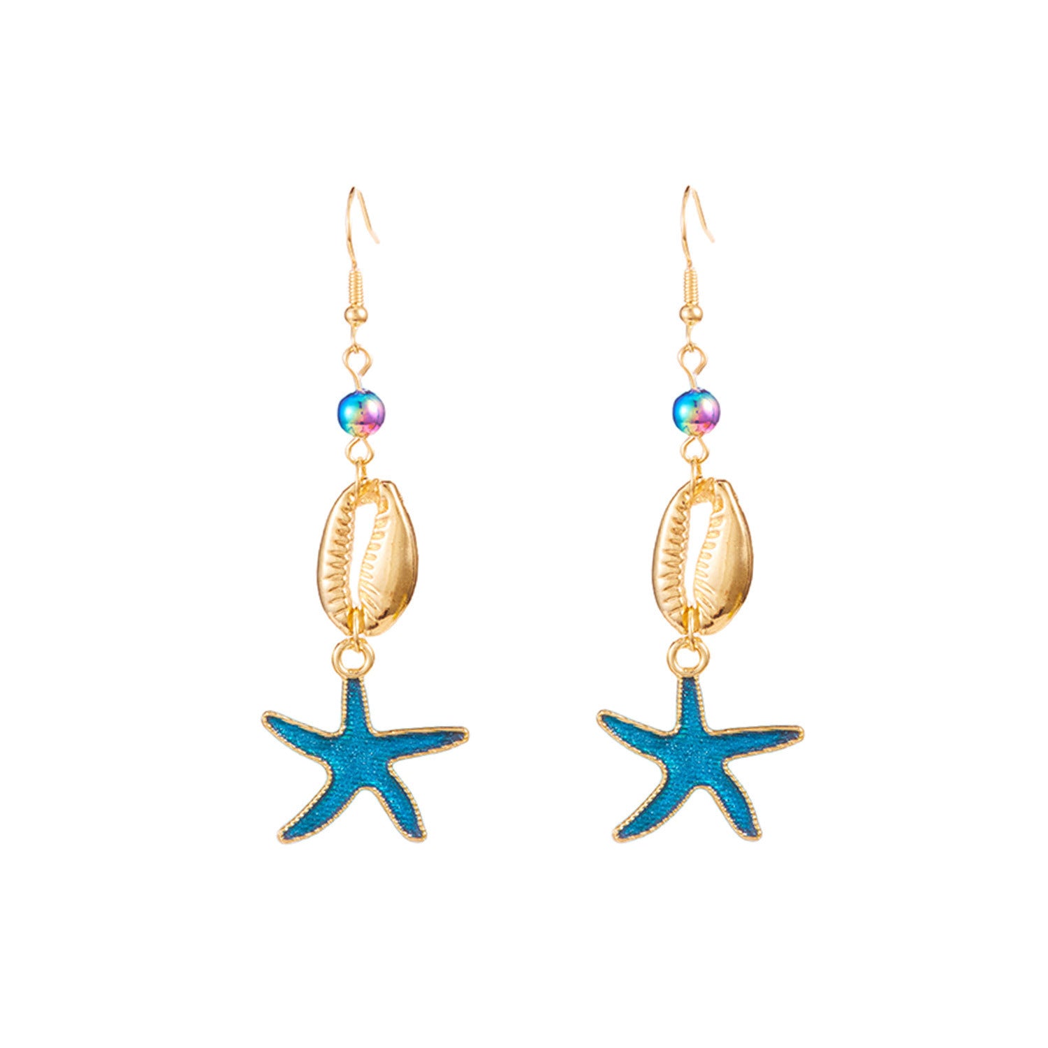 Wholesale Ocean element starfish and fish pendant earrings
