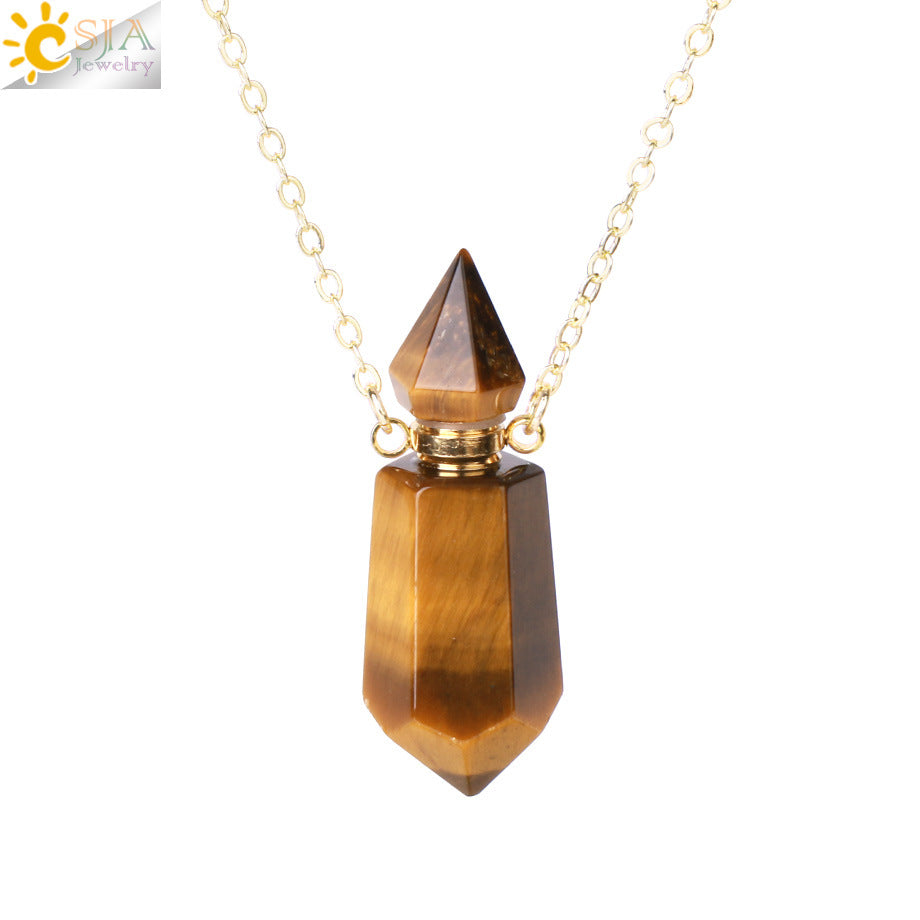 Wholesale Natural Stone Crystal Perfume Bottle Necklace ACC-NE-HuaiShe001
