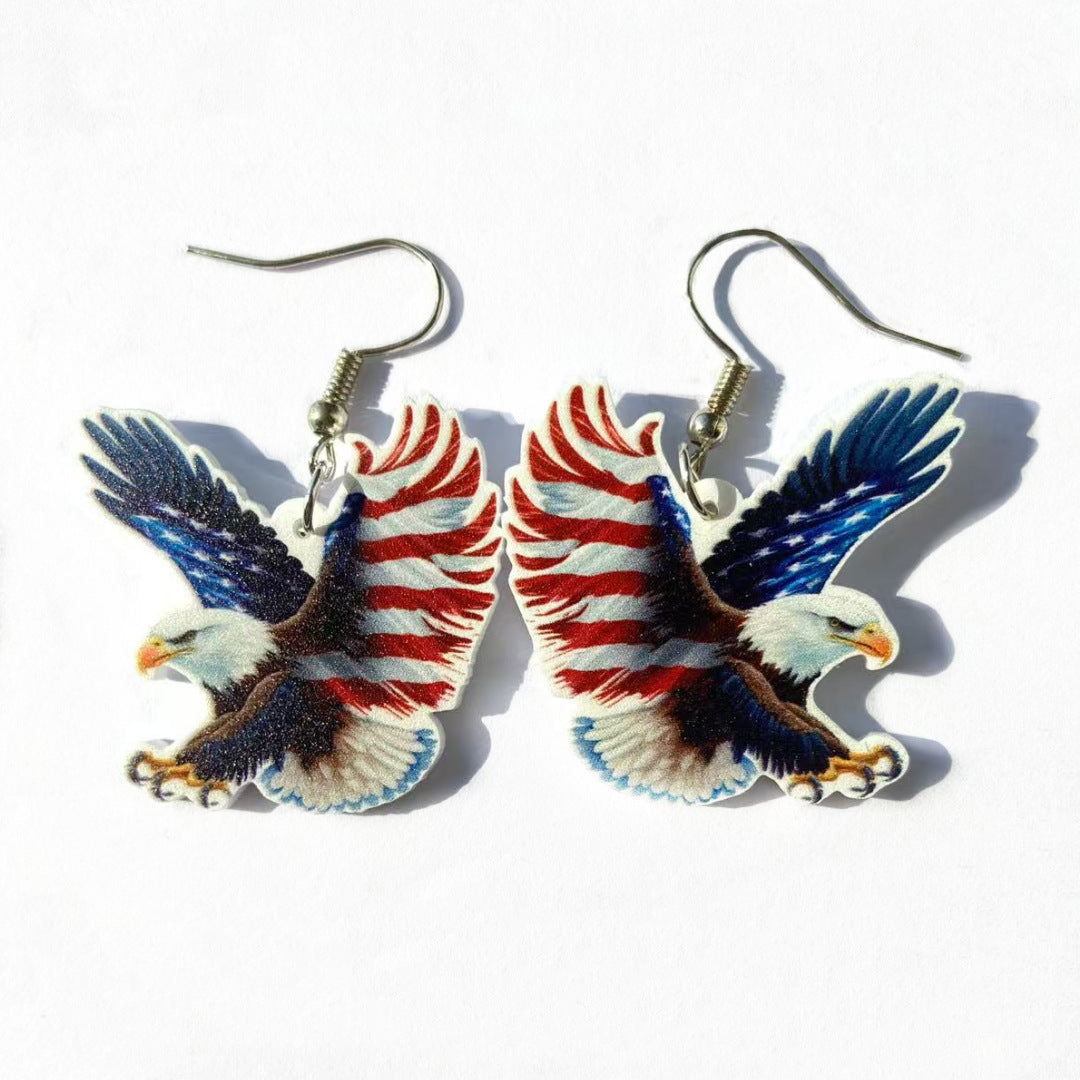 Wholesale Acrylic Earrings with the American Independence Day Flag Design