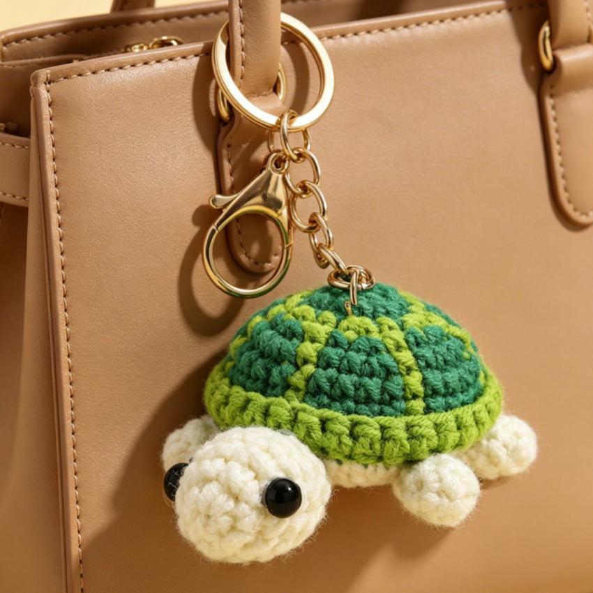 Wholesale Crochet Cute Pink Turtle Keychain Decorative Car Key Accessory Birthday Gift