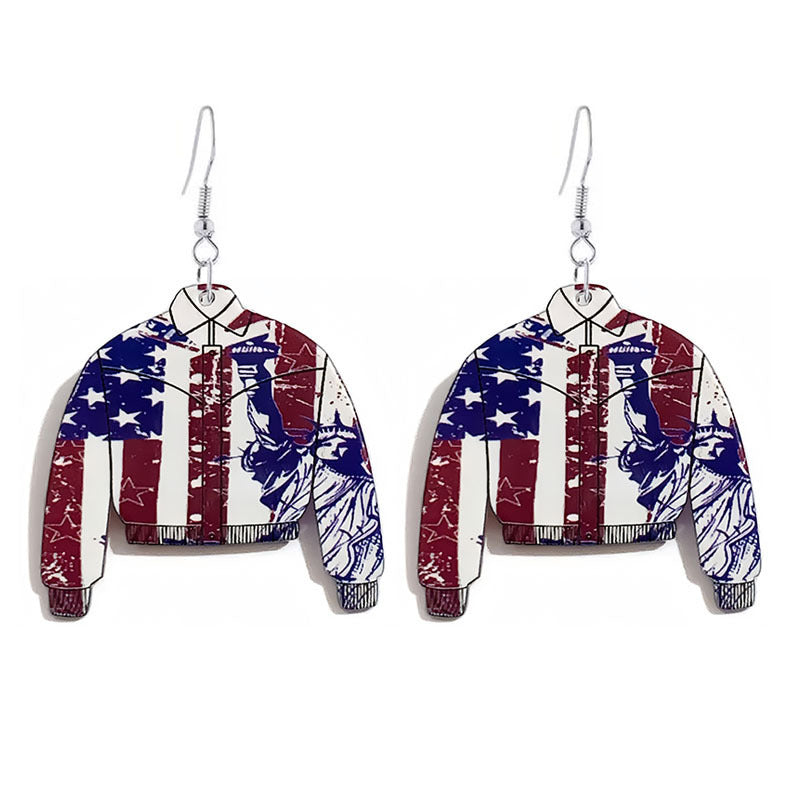 Wholesale American Independence Day Coat Acrylic Earrings ACC-ES-YiYuan011