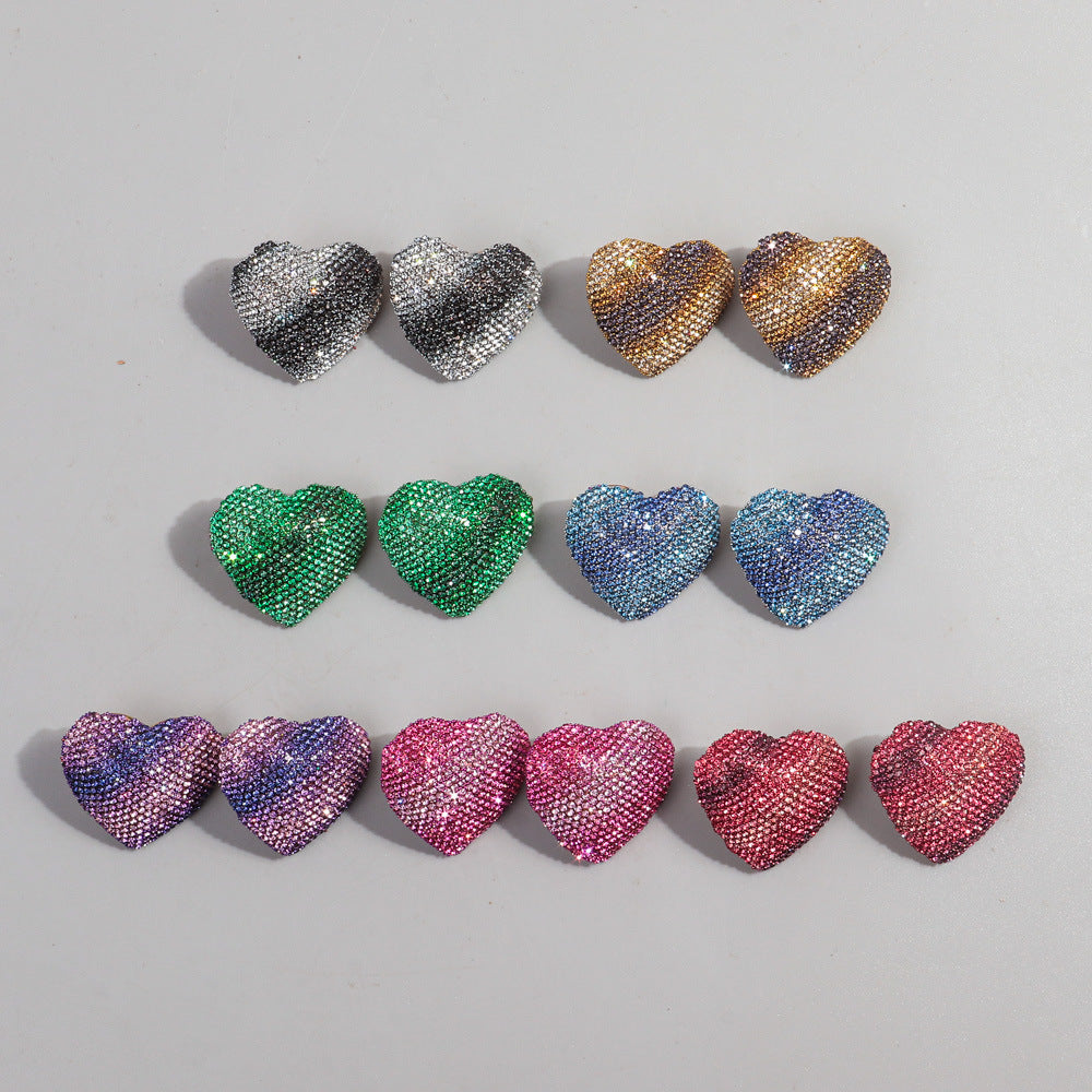 Wholesale Gradient Color Rhinestone Metal Earrings ACC-ES-ChouD004