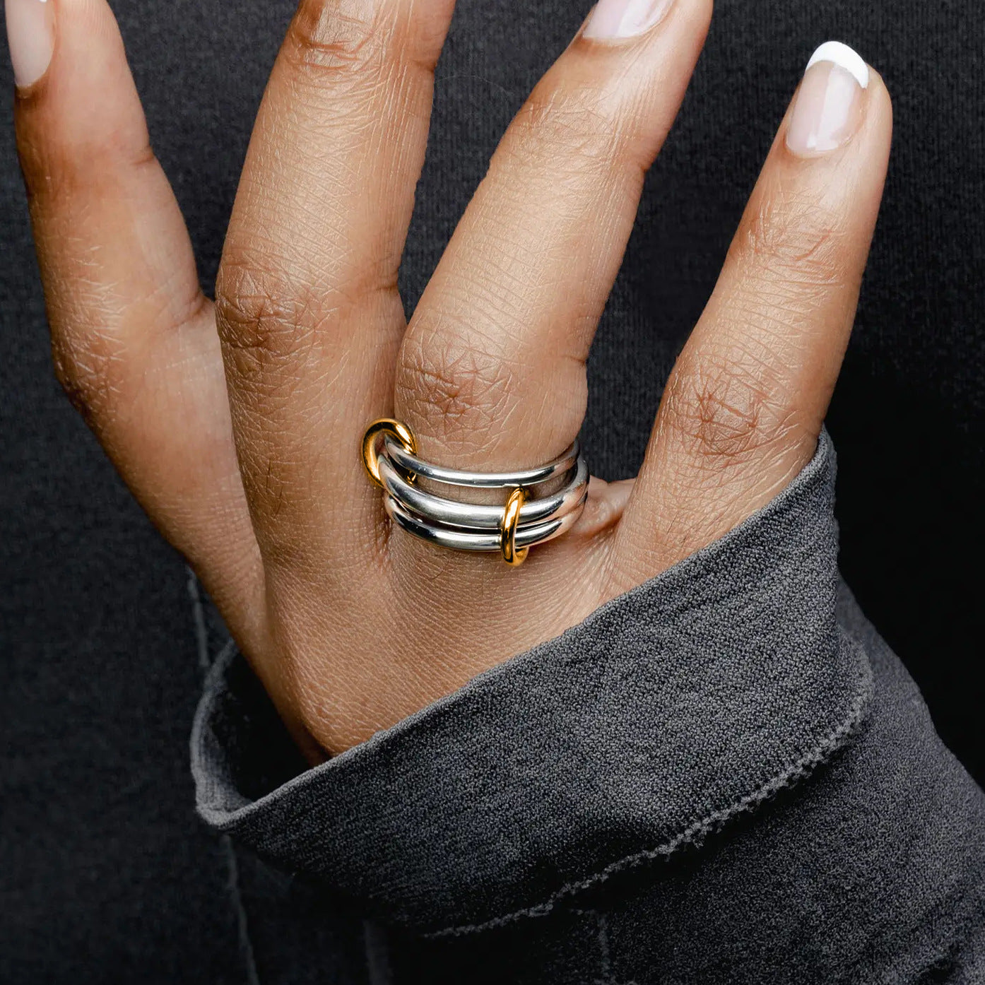 Wholesale  Stainless Steel Stacked Ring Personality Ring