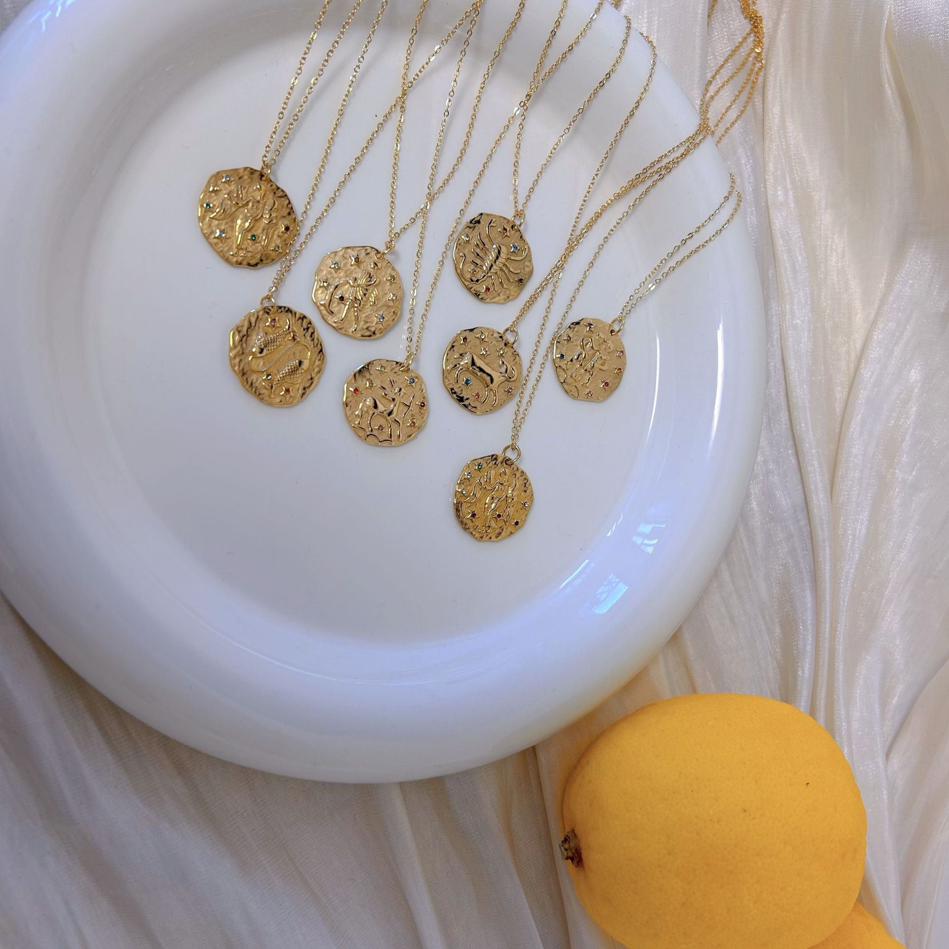 Wholesale Stainless Steel Twelve Constellations Coin Necklace