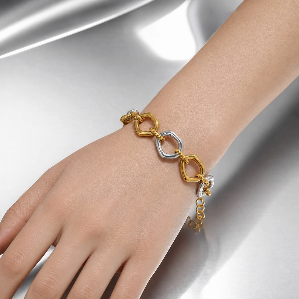 Wholesale Trendy Geometric 18K Gold Plated Stainless Steel Bracelet Stylish Women S Fashion Accessory Boutique Gift Resale