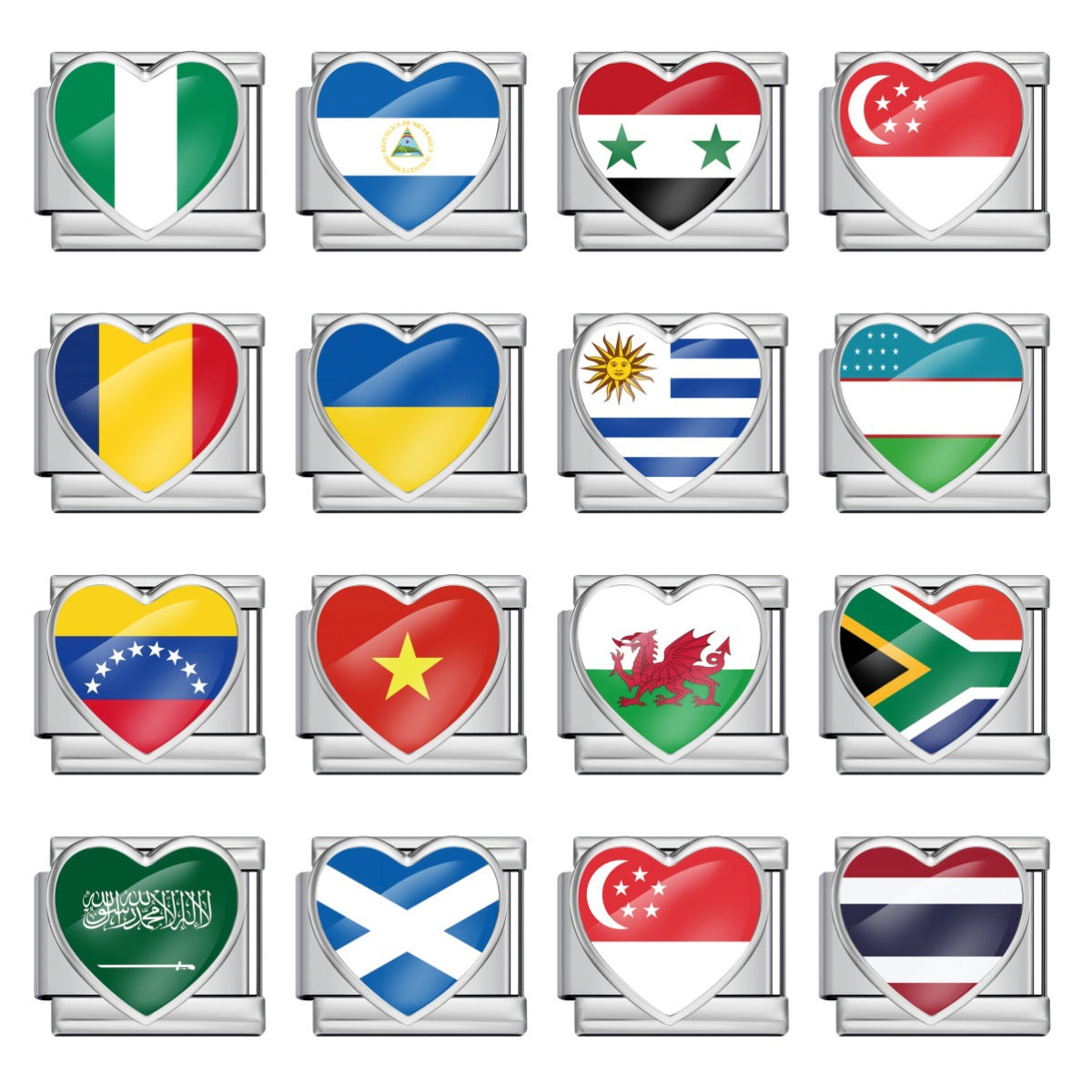 Wholesale Heart-Shaped Flag Pattern Stainless Steel Bracelet Strap Chain Fashion Accessory Gift