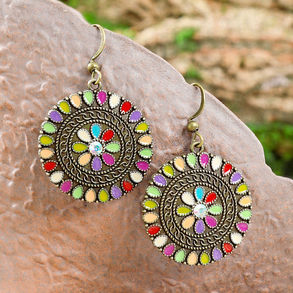 Wholesale Bohemian Ethnic Geometric Drop Earrings Zinc Alloy Fashion Accessory for Boutique Resale