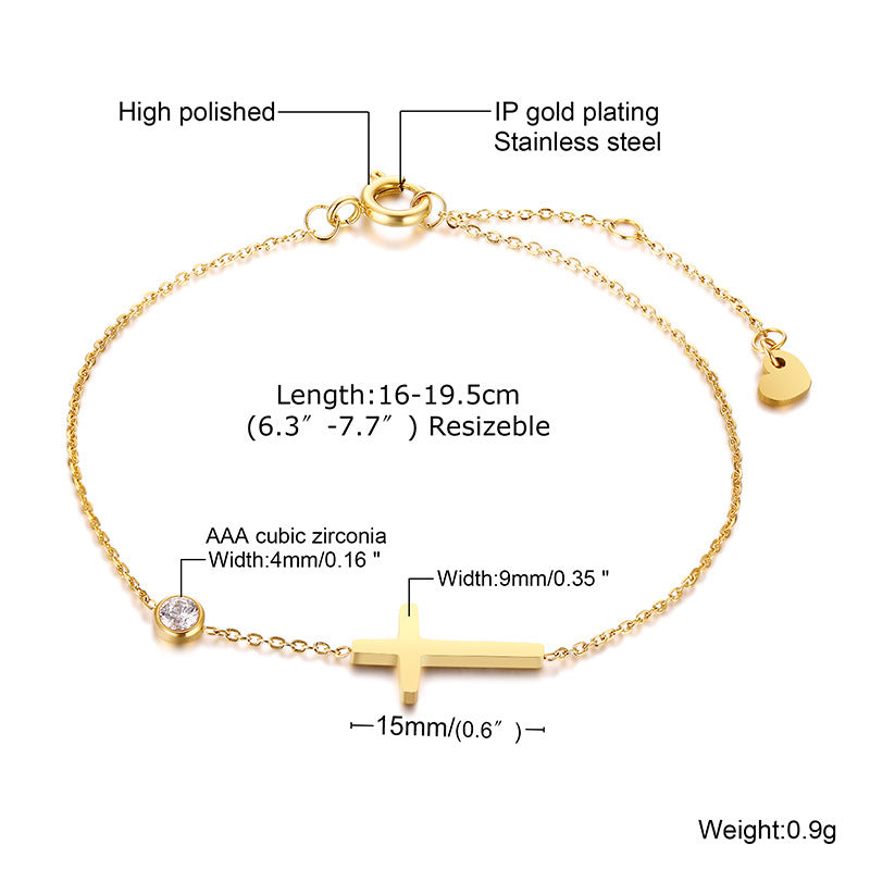 Wholesale Trendy Geometric Gold Stainless Steel Bracelet With White Colorful Zircon For Women Fashion Accessory Gift