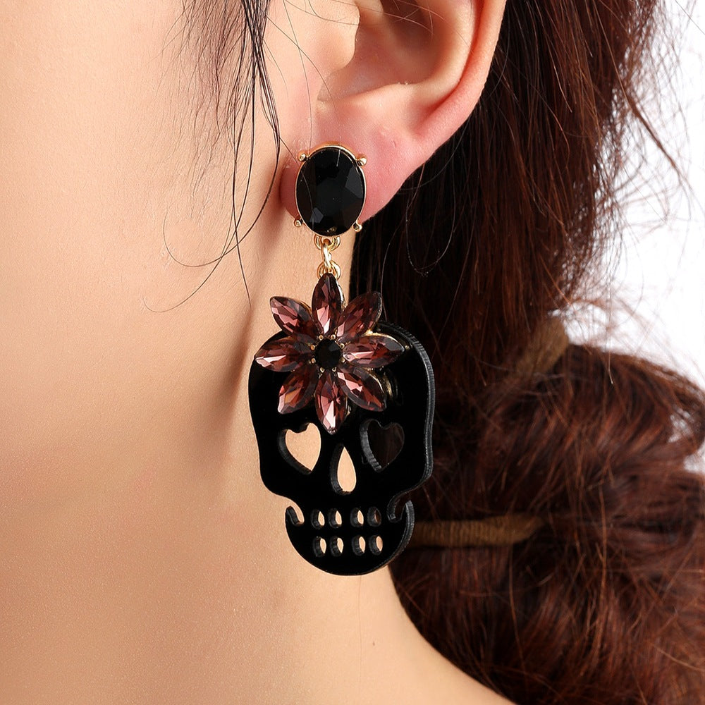 Wholesale Rhinestone Skull Earrings for Women – Trendy Fashion Accessory Gift Idea