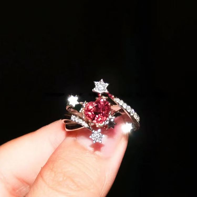 Wholesale red zircon open star ring