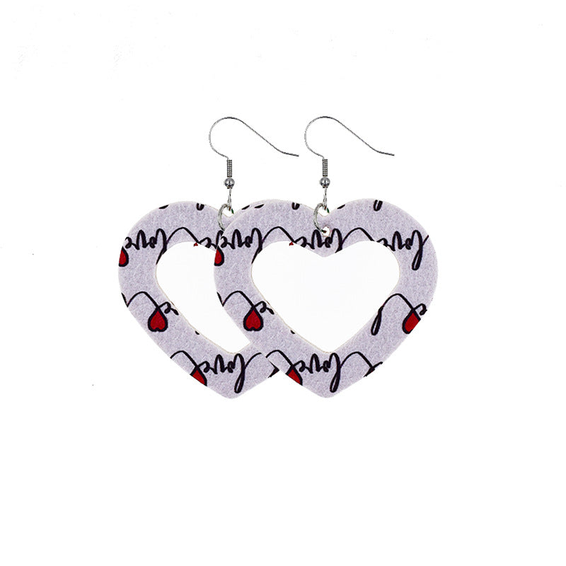 Wholesale Double Layer Love Pendant Leather Valentine's Day Earrings
