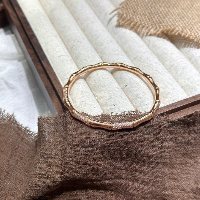 Wholesale Copper Electroplated Bamboo Diamond-Encrusted Bracelet Fashion Accessory for Women