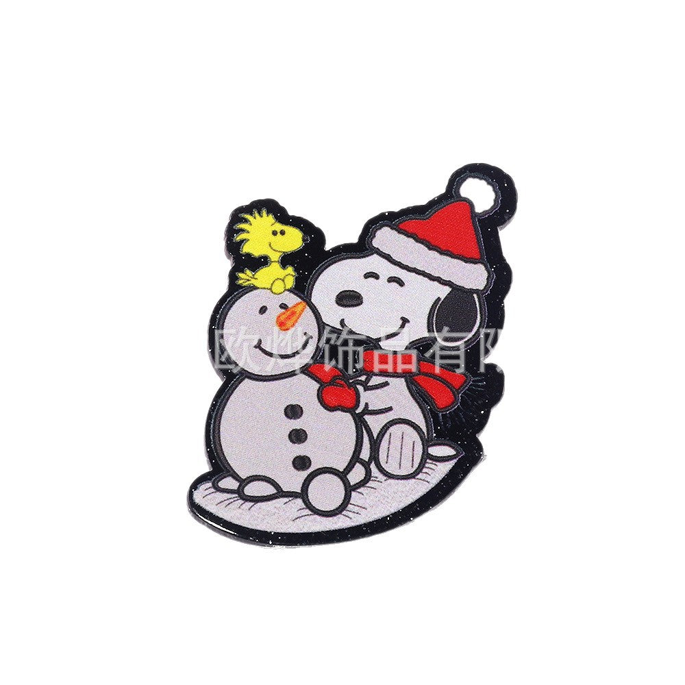 Wholesale 10pcs DIY Flatback Cartoon Christmas Acrylic Flatback Badge Reels Retractable Keychain DIY Accessories