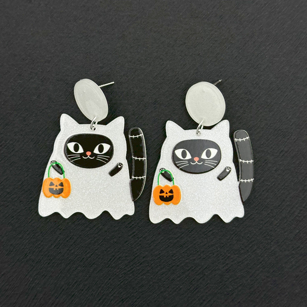 Wholesale Halloween Skull Ghost Acrylic Earrings ACC-ES-Weiw004