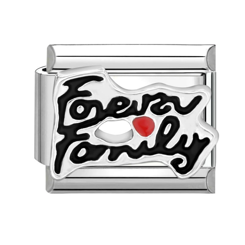 Wholesale Stainless steel DIY charm color love letter module stainless steel elastic bracelet