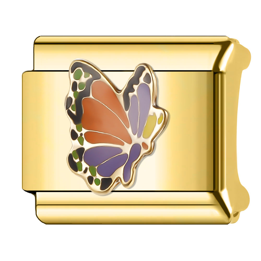 Wholesale Italian Charm Bracelet 9mm DIY Splicing Butterfly Stainless Steel Composable Bracelet