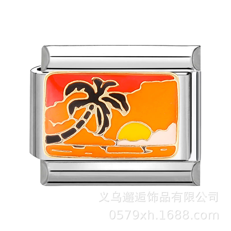 Wholesale  Italian Charm Bracelet 9mm DIY Splicing Removable Cartoon Food Stainless Steel Composable Bracelet