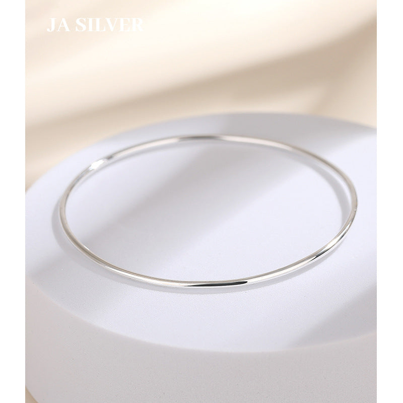 Wholesale S999 handmade sterling silver glossy silver bracelet