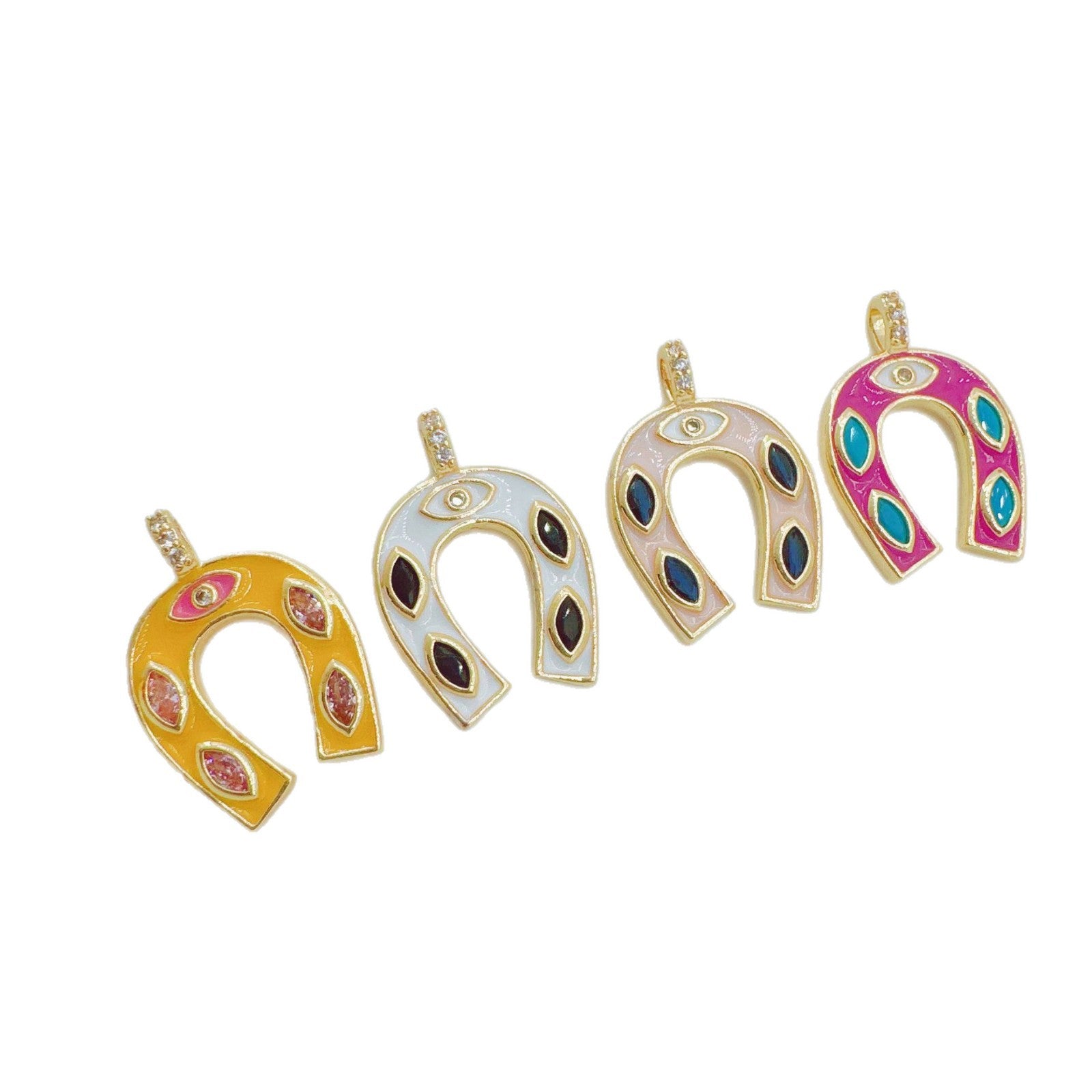 Wholesale Copper 18K Gold Plated U-Shaped Zircon Necklace Fashion Accessory