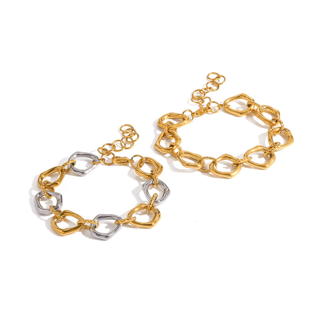 Wholesale Trendy Geometric 18K Gold Plated Stainless Steel Bracelet Stylish Women S Fashion Accessory Boutique Gift Resale