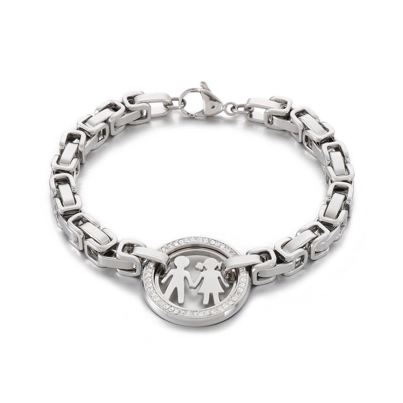 Wholesale hip-hop thick chain hollow full diamond stainless steel bracelet