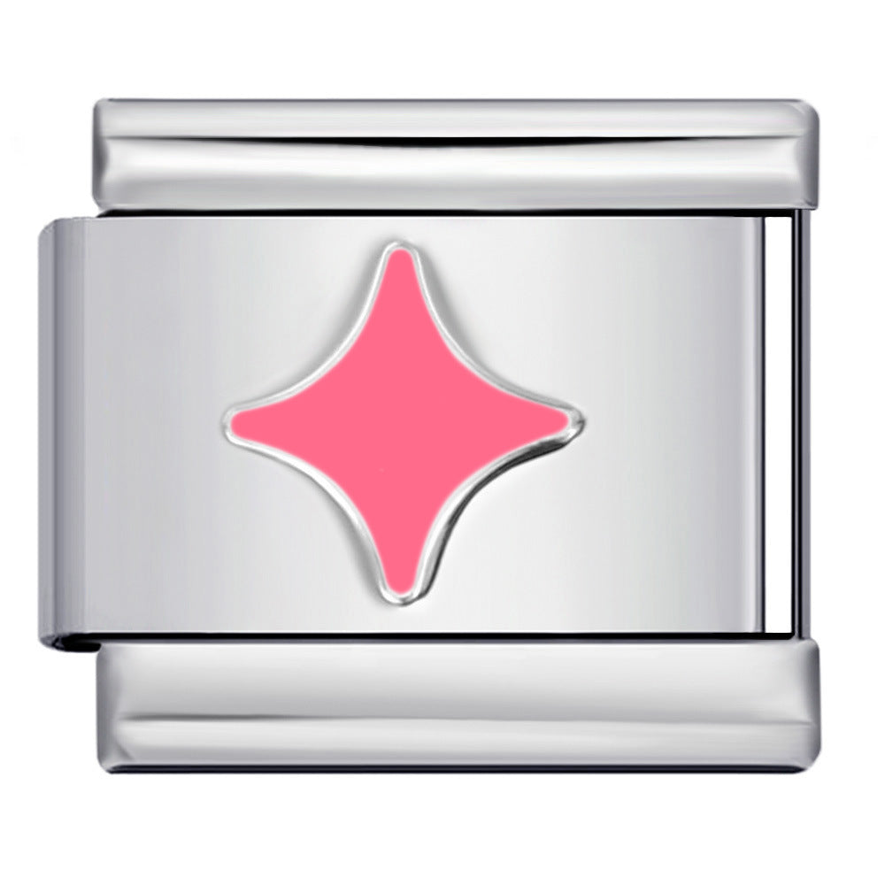 Wholesale Italian Charm Bracelet 9mm DIY Colorful Oil Dripping Heart    Creative Stainless Steel Composable Bracelet