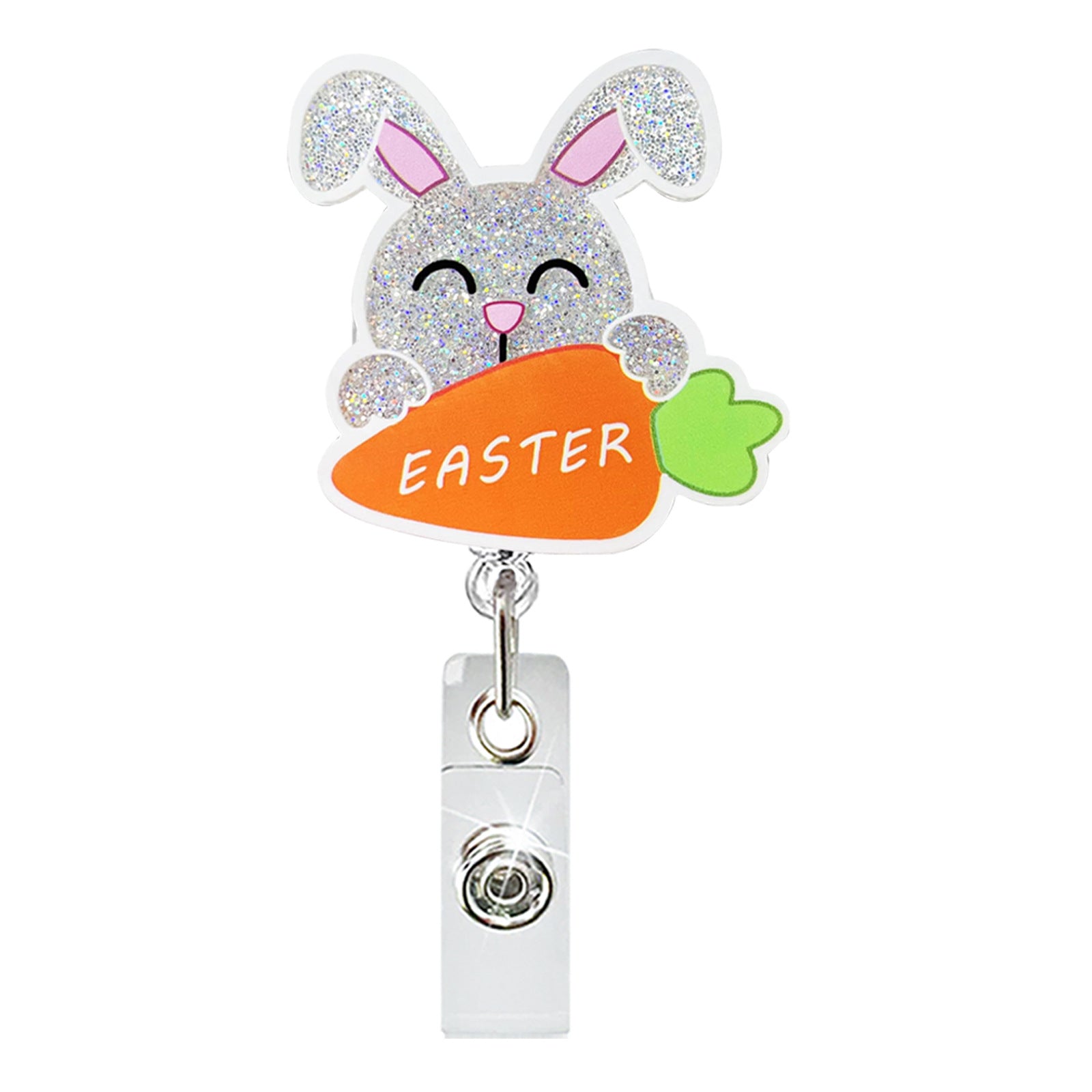 Wholesale Abs Plastic Retractable Rotating Badge Holder with Easter Bunny Egg Design for ID Cards