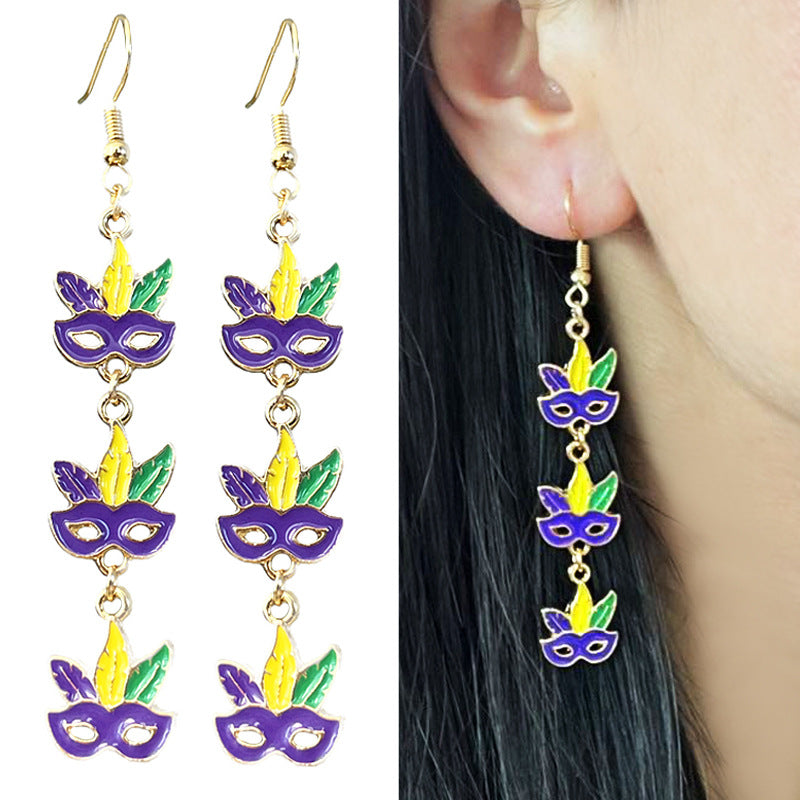 Wholesale 2 Pairs/pack Carnival Metal Stitching Mask Iris Earrings ACC-ES-HY209