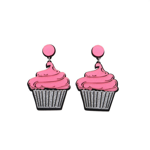 Wholesale Y2K Acrylic Pizza Ice Cream Cake Milk Tea Fried Egg Donut Peanut Butter Sushi Cookie Earrings