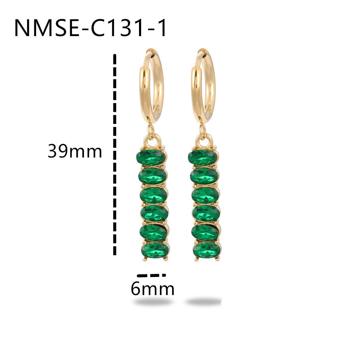 Wholesale  stainless steel  zircon tassel 18K earrings