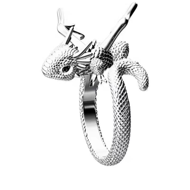 Wholesale Cross-Border Dragon Animal Shaped Ring Cute Ring Women' s Fashion Personality Sexy Niche Design Cool Style Index Finger Ring