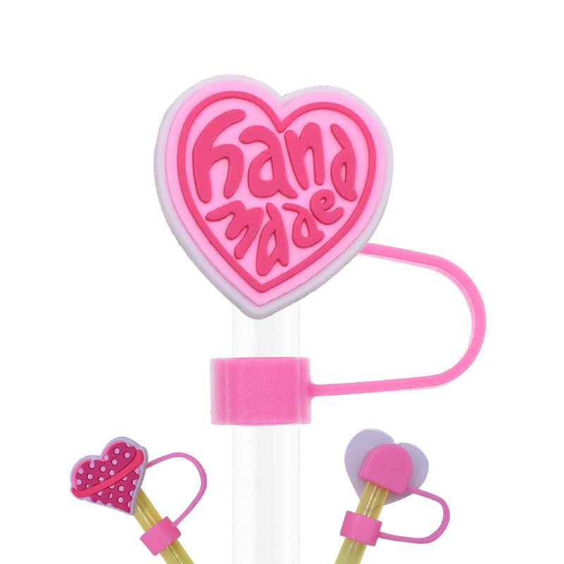 Wholesale Random 100pcs Cartoon Heart Straw Cover Straw Tube Cap