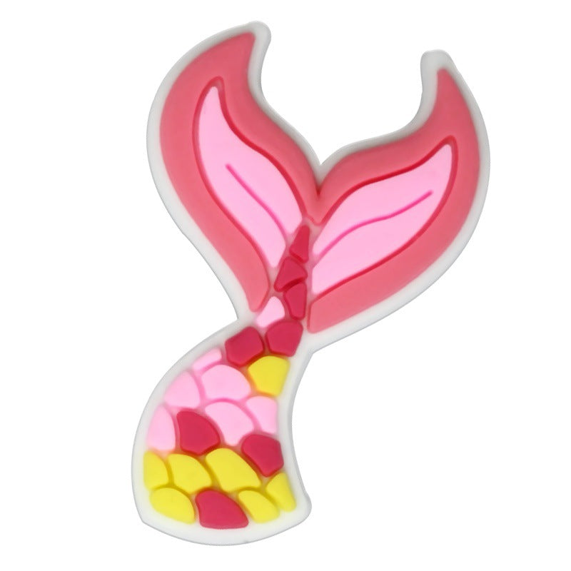 Wholesale Random 100pcs Colorful Mermaid Tail Series  PVC Soft Rubber Shoe Buckle Decoration