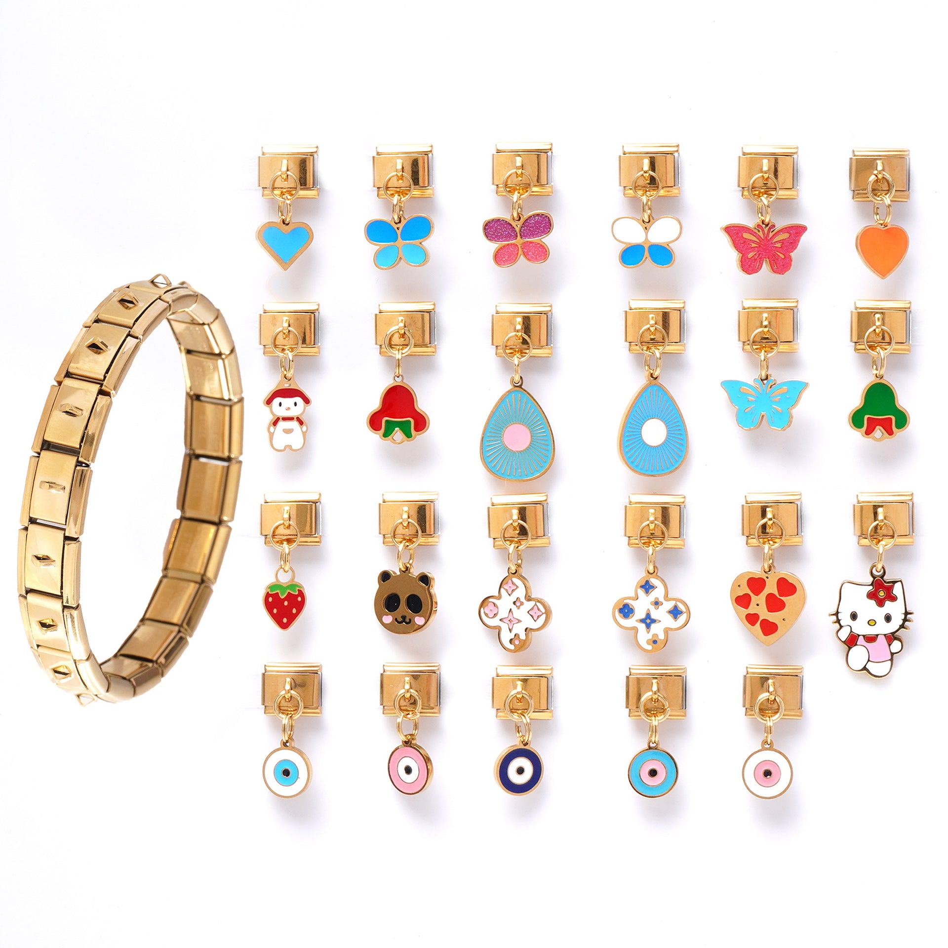 Wholesale Italian Charm Bracelet 9mm DIY Splicing Flower Series Stainless Steel Composable Bracelet