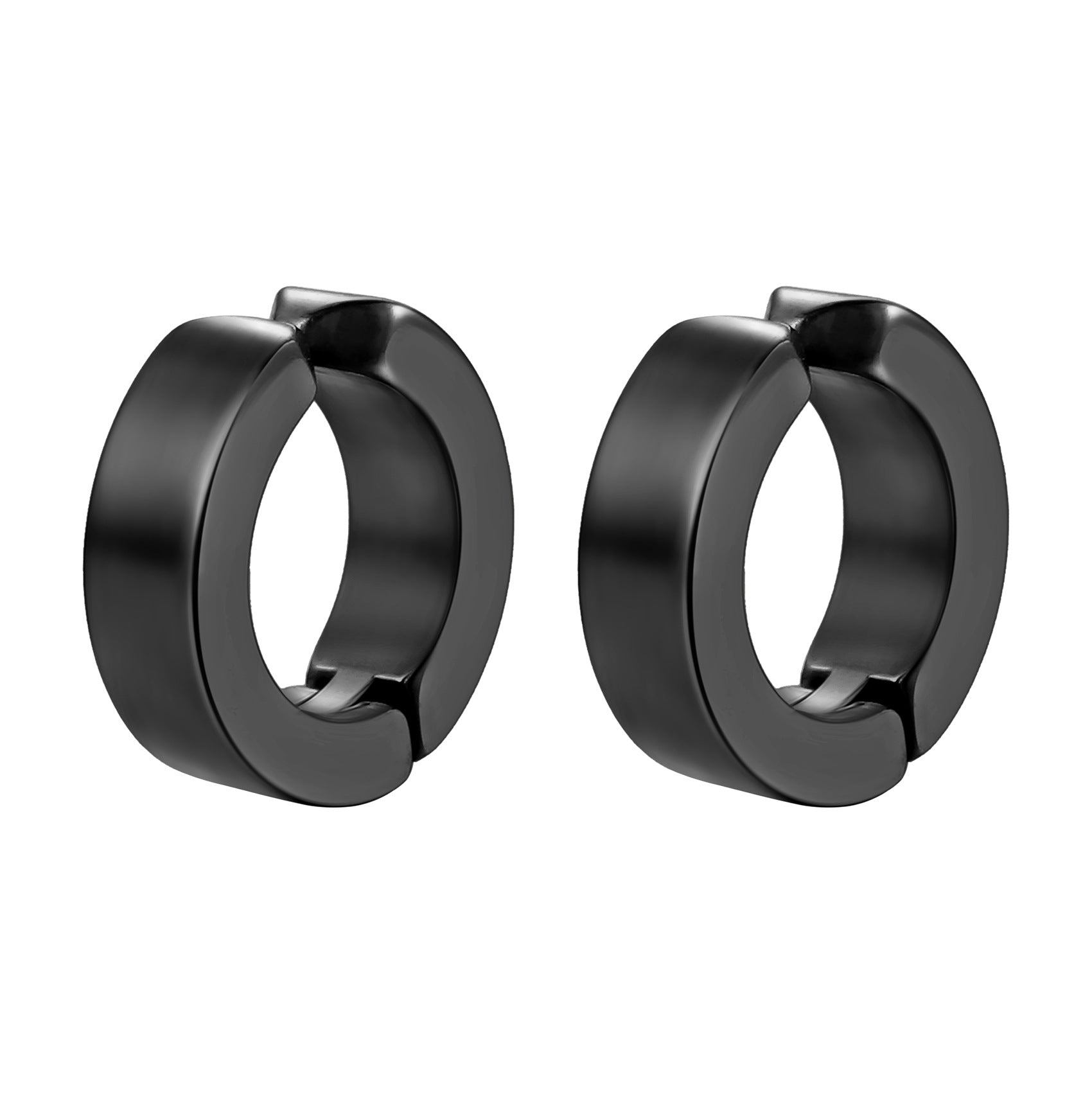Wholesale punk style men's hole-free round titanium steel flat ear clip earrings