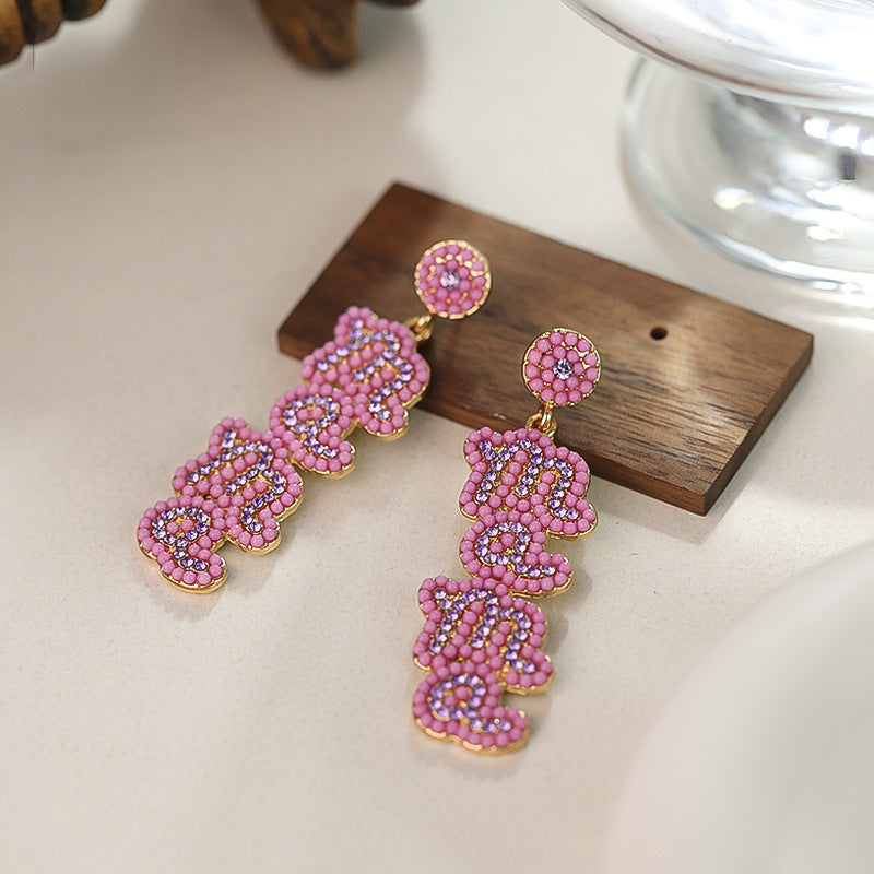 Wholesale pearl MAMA fashion alloy earrings ACC-ES-RuLong003