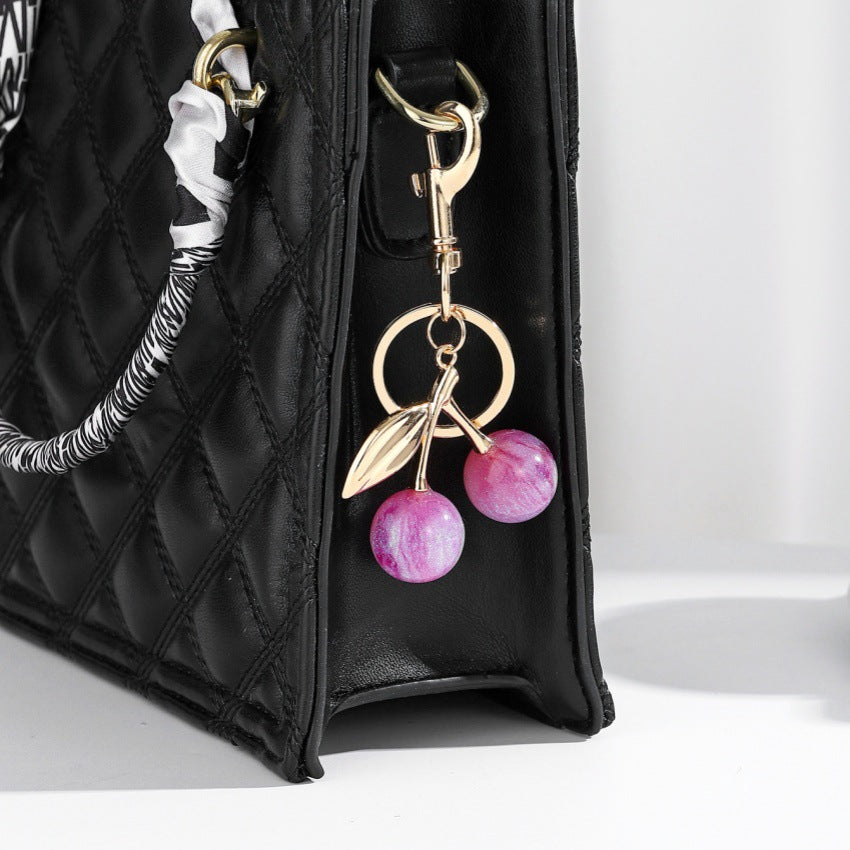 Wholesale Cute Star Glitter Cherry Pendant Resin Fruit Keychains