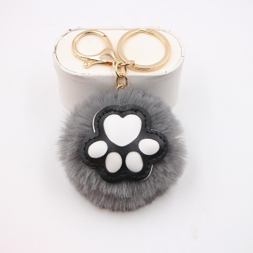 Wholesale Cute Cat Paw Pom Pom Keychains ACC-KC-Zuge006