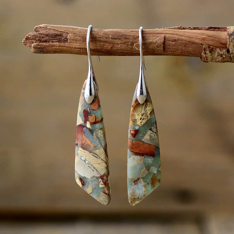 Wholesale Bohemian Imperial Stone Natural Stone Geometric Dangle Earrings ACC-ES-LZ001