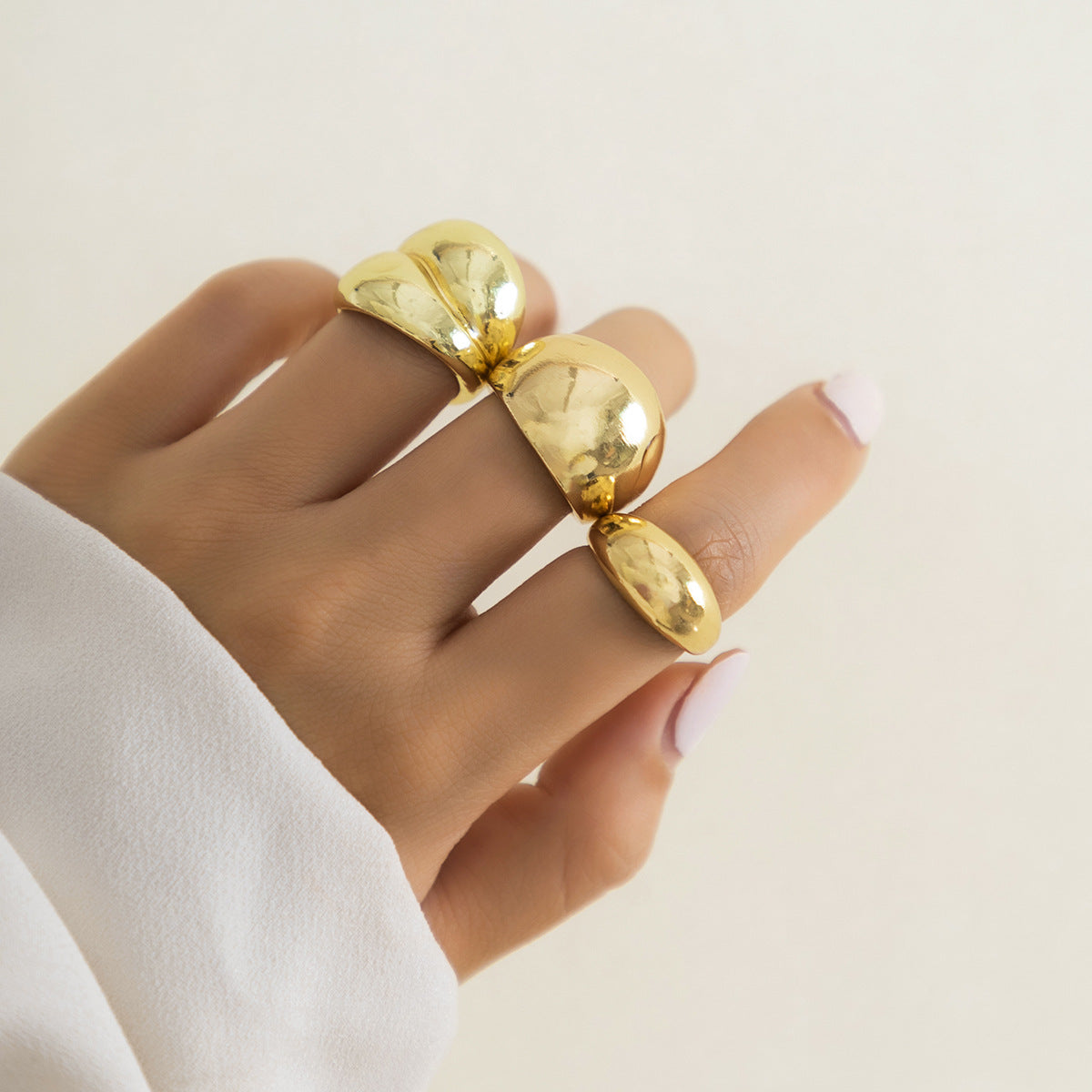 Wholesale Geometric Curved Ring Open Rings Set ACC-RS-XueRou001