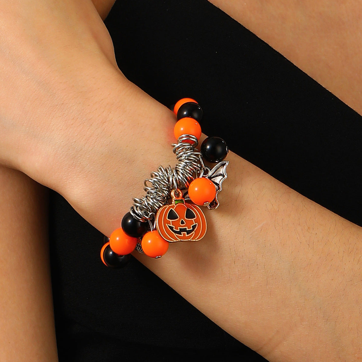 Wholesale Gothic  Skull Rice Bead Necklace,  Alloy Handmade Bead Chain,  Fashion Accessory for Resale