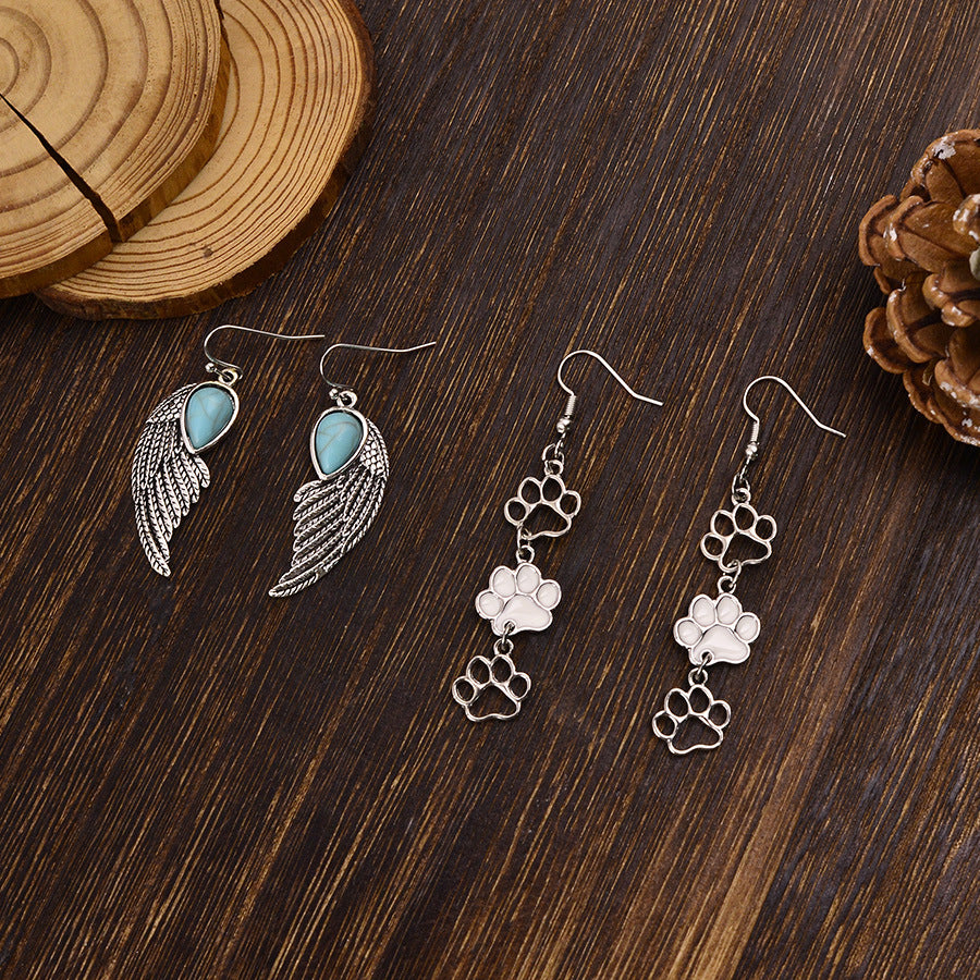 Wholesale Stylish Electroplated Zinc Alloy Earring Set 4 Pairs Geometric Multi Design Party Jewelry Accessory For Resale
