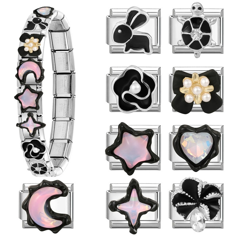 Wholesale Rabbit Love Star Theme Stainless Steel DIY Bracelet Parts Trendy Jewelry Accessory