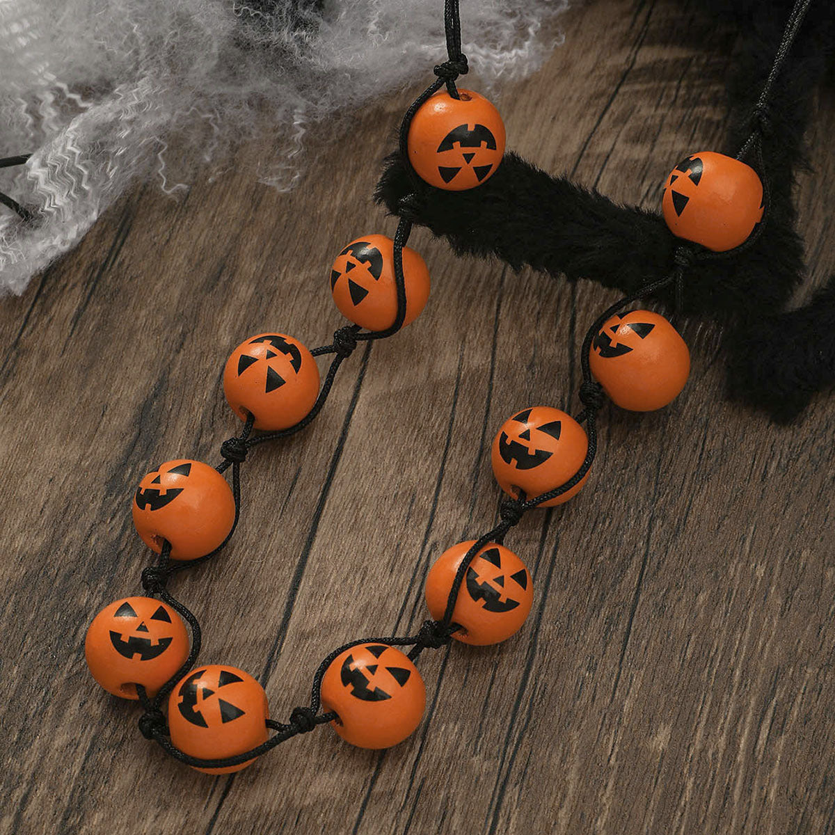 Wholesale Halloween Pumpkin Spider Handmade Beaded Wooden Beads Necklaces ACC-NE-JunJie011