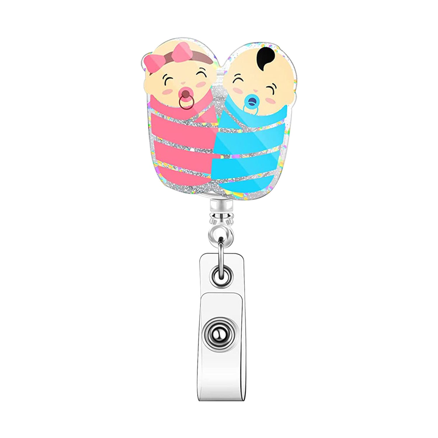 Wholesale Acrylic Baby Feet Rotating Nurse Telescopic Badge Scroll Keychain ACC-KC-LingYu009