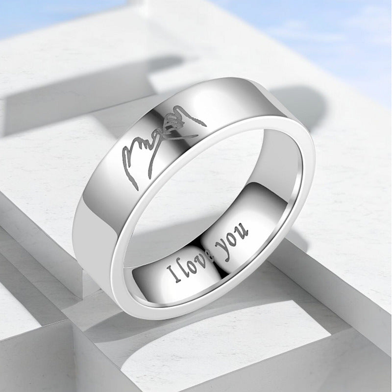 Wholesale Titanium Steel Couple Rings I Love You Hand Held Couple Rings