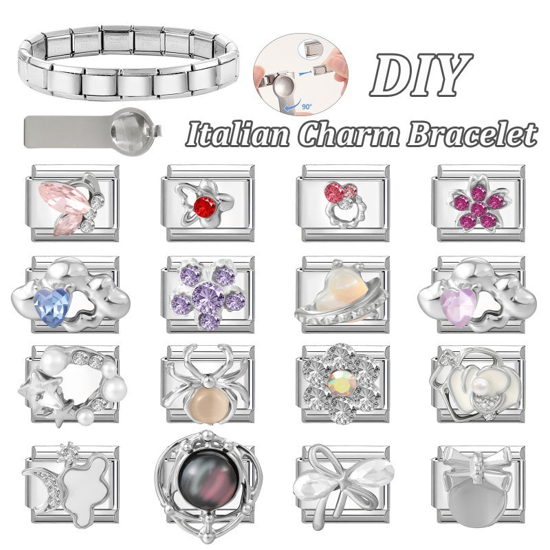 Wholesale Floral Butterfly Cloud Themed Stainless Steel DIY Bracelet Charms Jewelry Making Accessories Fashion Craft Supply